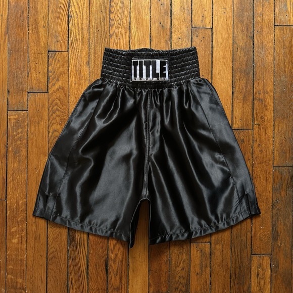 Title Boxing Trunks Shorts Satin Black Men Small Fighting UFC Martial Arts - Picture 1 of 7